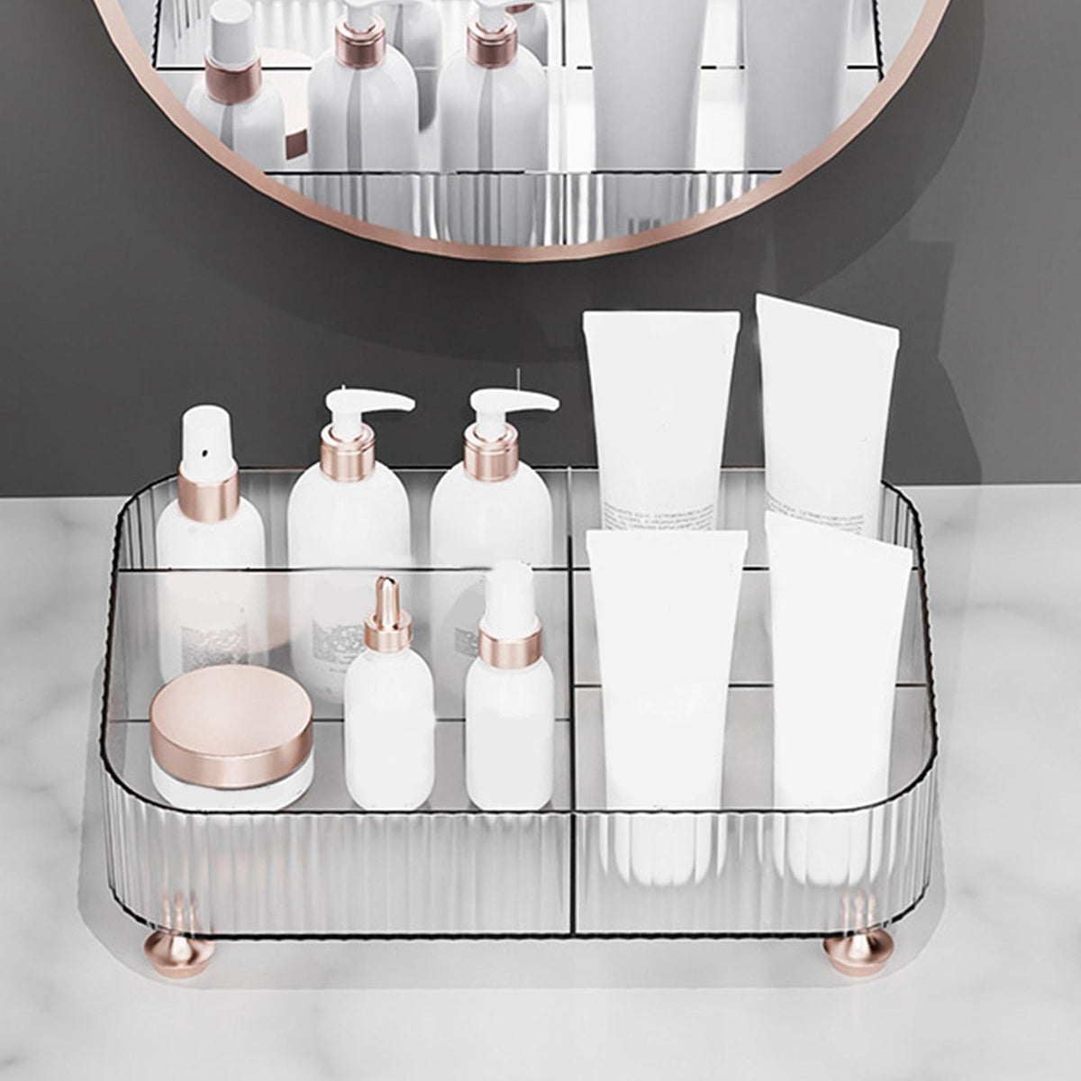 Maxbell Desktop Storage for Accessories Makeup Brushes Bathroom Counter transparent