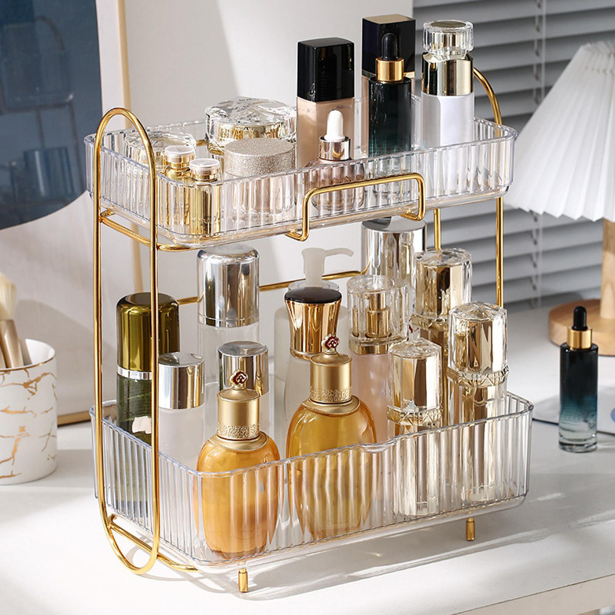 Maxbell 3 tiers Desktop Organizer Container Holder Rack for Jewelry Sundry  clear