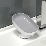 Maxbell Suction Soap Dish Soap Holder Soap Box for Bathroom Hotel Kitchen Sink Gray
