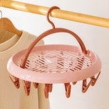 Maxbell Hanger with Clip Round Drying Hanger for Gloves Clothes Scarf Pink