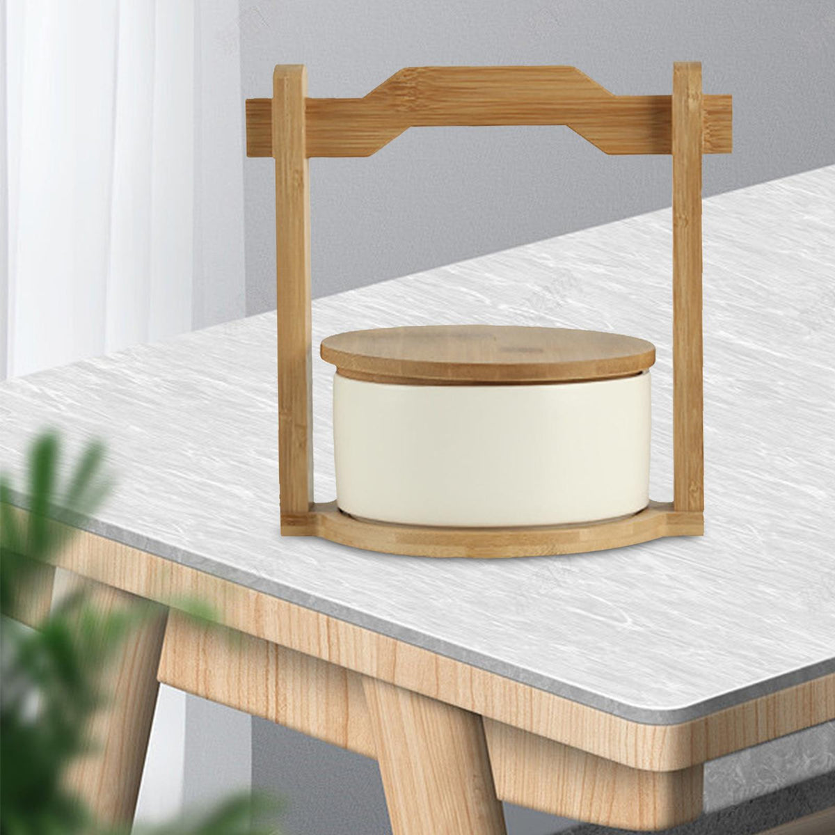 Maxbell Dessert Cake Stand Countertop Storage Container with Handle and Lid for Home White