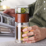 Maxbell Tea Infuser Bottle for Herbal Tea 300ml 10oz Double Wall Tea Water Separated Brown