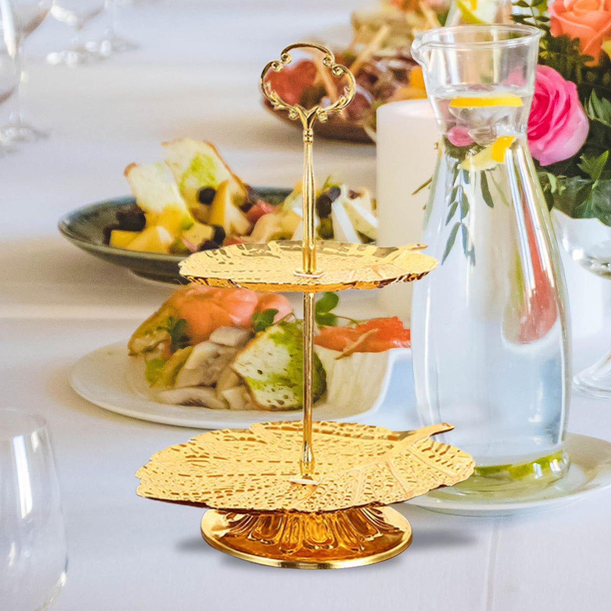 Maxbell Countertop Dessert Cake Stand Serving Tray for Restaurant Hotel 2 Tiers