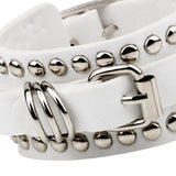 Maxbell PU Leather Bracelet Adjustable Wrap Cuff Rivet for Cycling Women Girls White