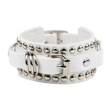 Maxbell PU Leather Bracelet Adjustable Wrap Cuff Rivet for Cycling Women Girls White
