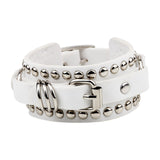 Maxbell PU Leather Bracelet Adjustable Wrap Cuff Rivet for Cycling Women Girls White