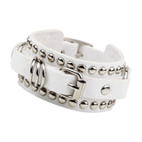 Maxbell PU Leather Bracelet Adjustable Wrap Cuff Rivet for Cycling Women Girls White