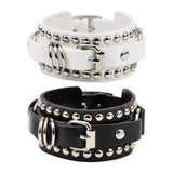 Maxbell PU Leather Bracelet Adjustable Wrap Cuff Rivet for Cycling Women Girls Black