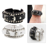 Maxbell PU Leather Bracelet Adjustable Wrap Cuff Rivet for Cycling Women Girls Black
