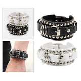 Maxbell PU Leather Bracelet Adjustable Wrap Cuff Rivet for Cycling Women Girls Black