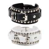 Maxbell PU Leather Bracelet Adjustable Wrap Cuff Rivet for Cycling Women Girls Black