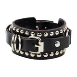 Maxbell PU Leather Bracelet Adjustable Wrap Cuff Rivet for Cycling Women Girls Black