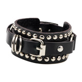 Maxbell PU Leather Bracelet Adjustable Wrap Cuff Rivet for Cycling Women Girls Black