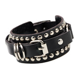 Maxbell PU Leather Bracelet Adjustable Wrap Cuff Rivet for Cycling Women Girls Black
