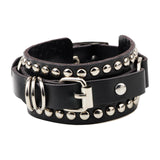 Maxbell PU Leather Bracelet Adjustable Wrap Cuff Rivet for Cycling Women Girls Black