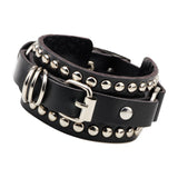 Maxbell PU Leather Bracelet Adjustable Wrap Cuff Rivet for Cycling Women Girls Black