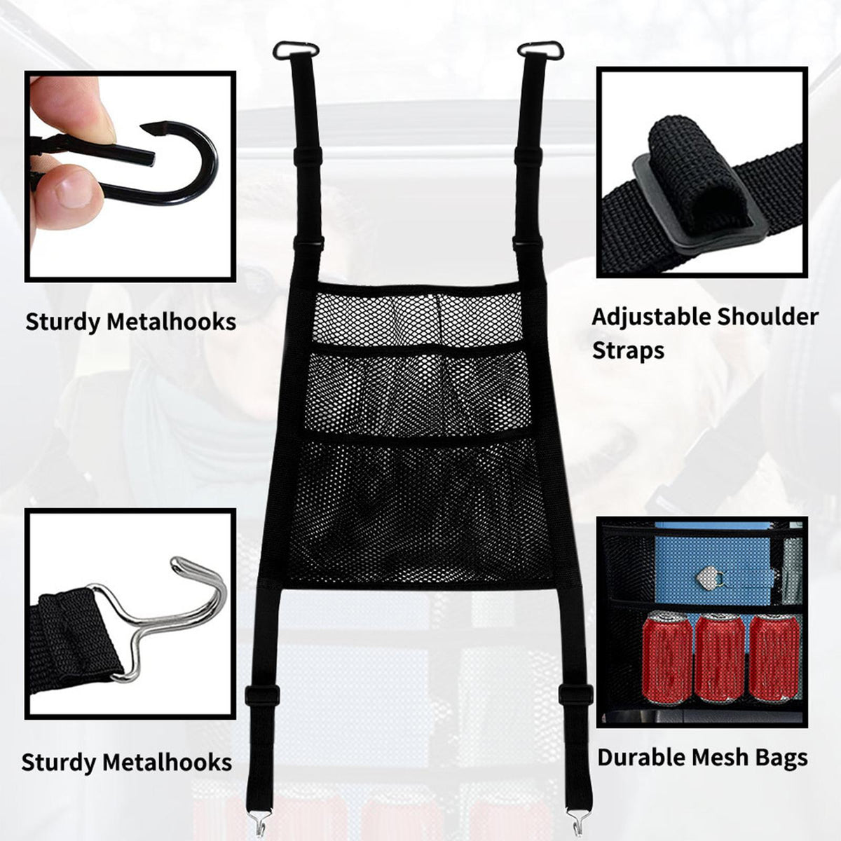 Maxbell bag pocket Storage Network Foldable Car Barrier