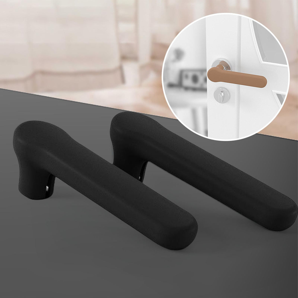 Maxbell Door Handle Protective Cover Silicone Sleeve Anti Collision Door Knob Cover Black
