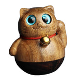 Maxbell Wooden Miniature Cat Tumbler Figure Car Ornament for Counter Home Decoration