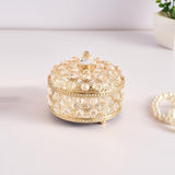 Maxbell Crystal Jewelry Box Gold Decorative Mirrored Base Storage Display 12cmx10cm