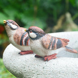 Maxbell 2x Bird Statues Decoration Miniature for Desktop Lawn Outdoor Indoor Brown