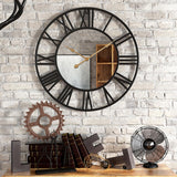 Maxbell Round Hanging Clock Big Numbers Decoration for Restaurants Cafes Black