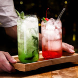 Maxbell Drinking Cup Glass w/ Bamboo Lid and Glass Straws Beer,Ice Coffee Mugs 350ml