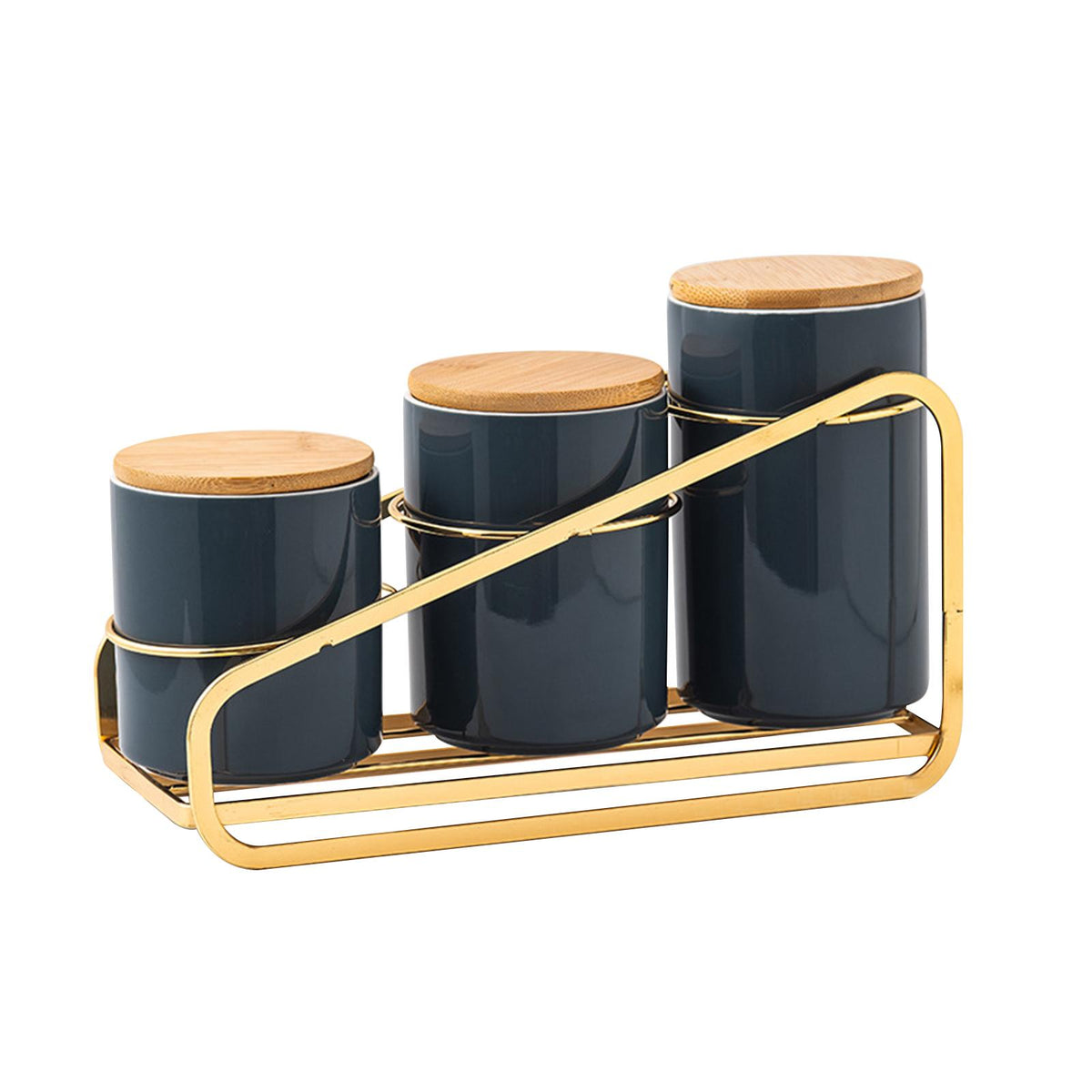 Maxbell 3x Kitchen Canister Pots Storage Containers Jars for Snacks Cafe Countertop Blue