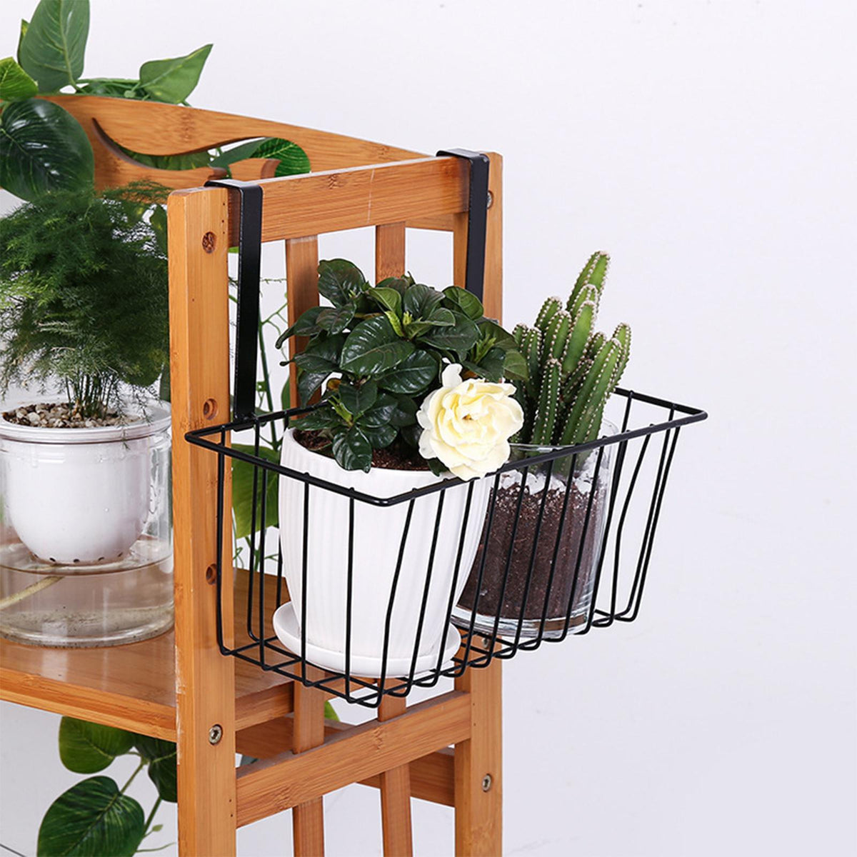 Maxbell Hanging Storage Basket Shampoo Shelves Rack for Hang Behind Door Black