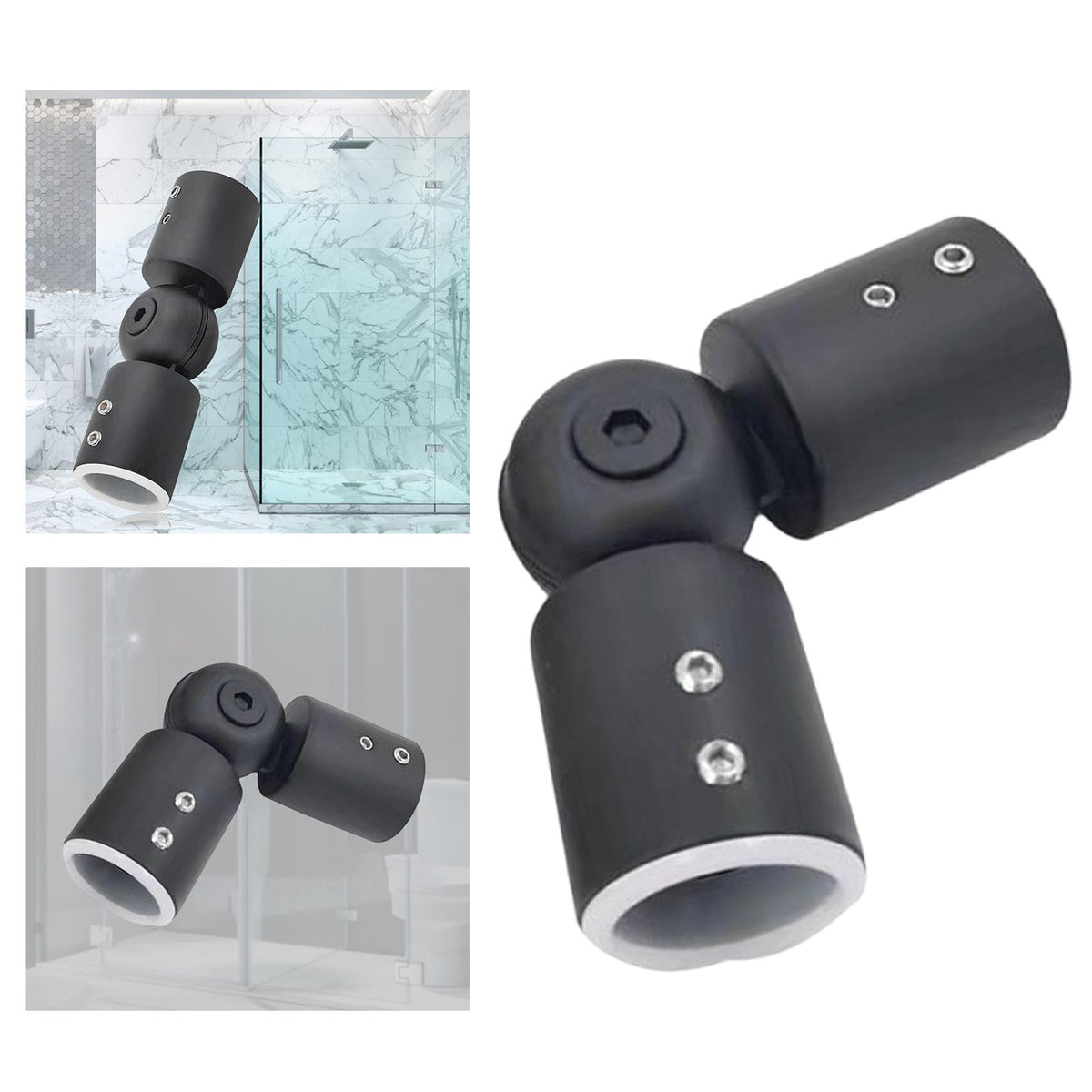 Maxbell Rod Connector Curtain Rod Stainless Steel Shower Room Adjustable for Window black