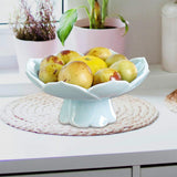 Maxbell Nordic Style Lotus Fruit Dish Serving Tray Creative High Foot for Decoration light cyan