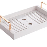 Maxbell Multipurpose Serving Tray Rectangle with Handles bar Household Home Drain Rack White