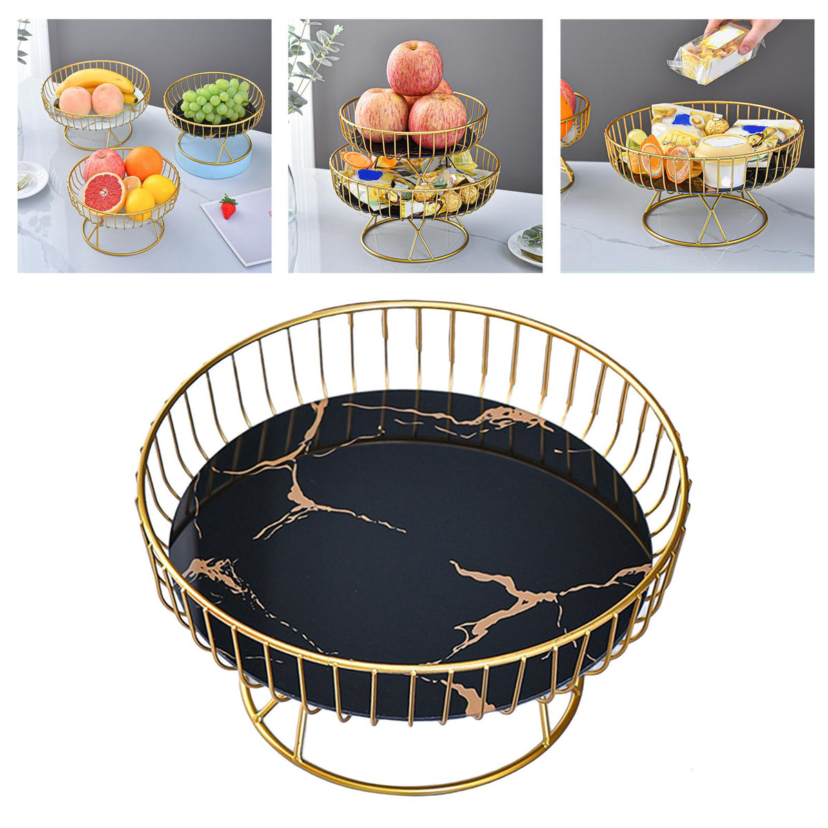 Maxbell Serving Tray Household Holder Bread Rack Fruit Basket for Decor Farmhouse Medium
