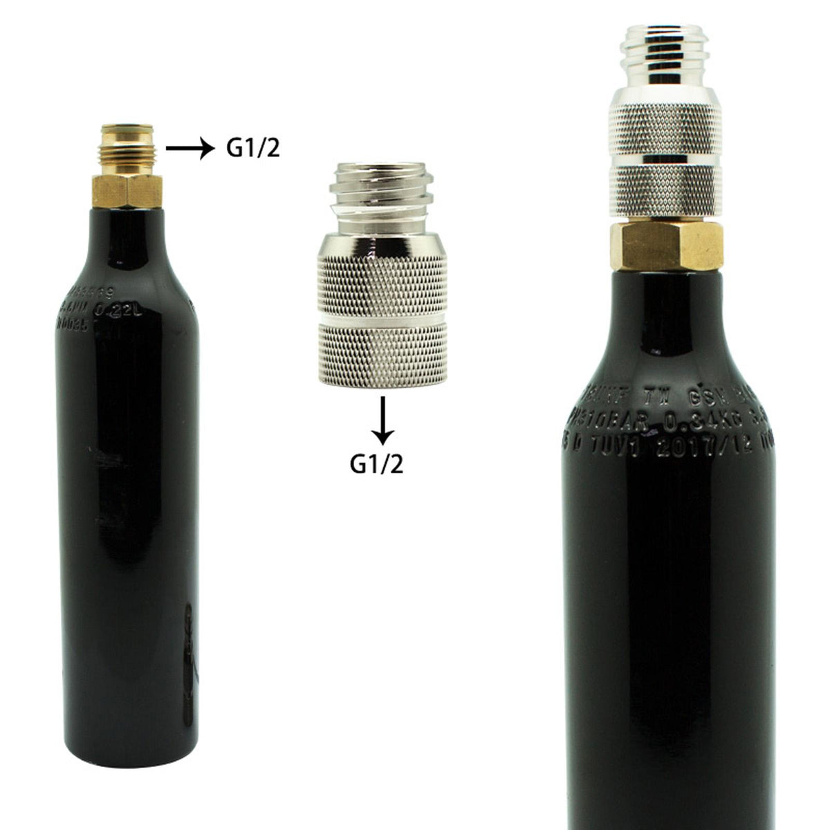 Maxbell CO2 Cylinder Adapter to, G1/2 Female Thread Accessories Easily Install