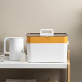 Maxbell Box for Storage Portable with Handle Double Layer Carrying Case Yellow