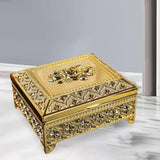 Maxbell Floral Engraved Trinket Box Treasure Organizer Chest Keepsake Golden