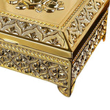 Maxbell Floral Engraved Trinket Box Treasure Organizer Chest Keepsake Golden
