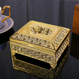 Maxbell Floral Engraved Trinket Box Treasure Organizer Chest Keepsake Golden