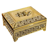 Maxbell Floral Engraved Trinket Box Treasure Organizer Chest Keepsake Golden