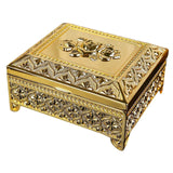 Maxbell Floral Engraved Trinket Box Treasure Organizer Chest Keepsake Golden