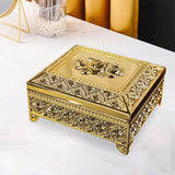Maxbell Floral Engraved Trinket Box Treasure Organizer Chest Keepsake Golden
