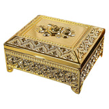 Maxbell Floral Engraved Trinket Box Treasure Organizer Chest Keepsake Golden