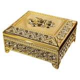 Maxbell Floral Engraved Trinket Box Treasure Organizer Chest Keepsake Golden