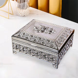 Maxbell Floral Engraved Trinket Box Treasure Organizer Chest Keepsake Silver