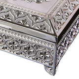 Maxbell Floral Engraved Trinket Box Treasure Organizer Chest Keepsake Silver
