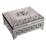 Maxbell Floral Engraved Trinket Box Treasure Organizer Chest Keepsake Silver