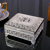 Maxbell Floral Engraved Trinket Box Treasure Organizer Chest Keepsake Silver