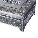 Maxbell Floral Engraved Trinket Box Treasure Organizer Chest Keepsake Silver Gray