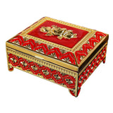 Maxbell Floral Engraved Trinket Box Treasure Organizer Chest Keepsake Red