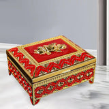 Maxbell Floral Engraved Trinket Box Treasure Organizer Chest Keepsake Red